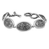 AB-6004-S Sterling Silver Bracelet With Plain Silver Jewelry Bali Designs Inc